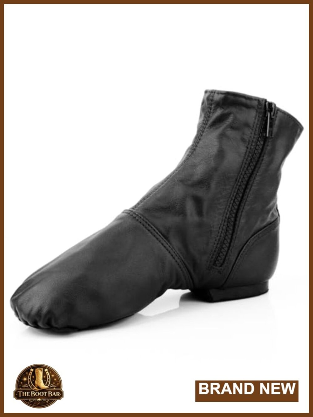 Faux Leather Jazz Dance Boots with Side Zipper Split Sole Women's